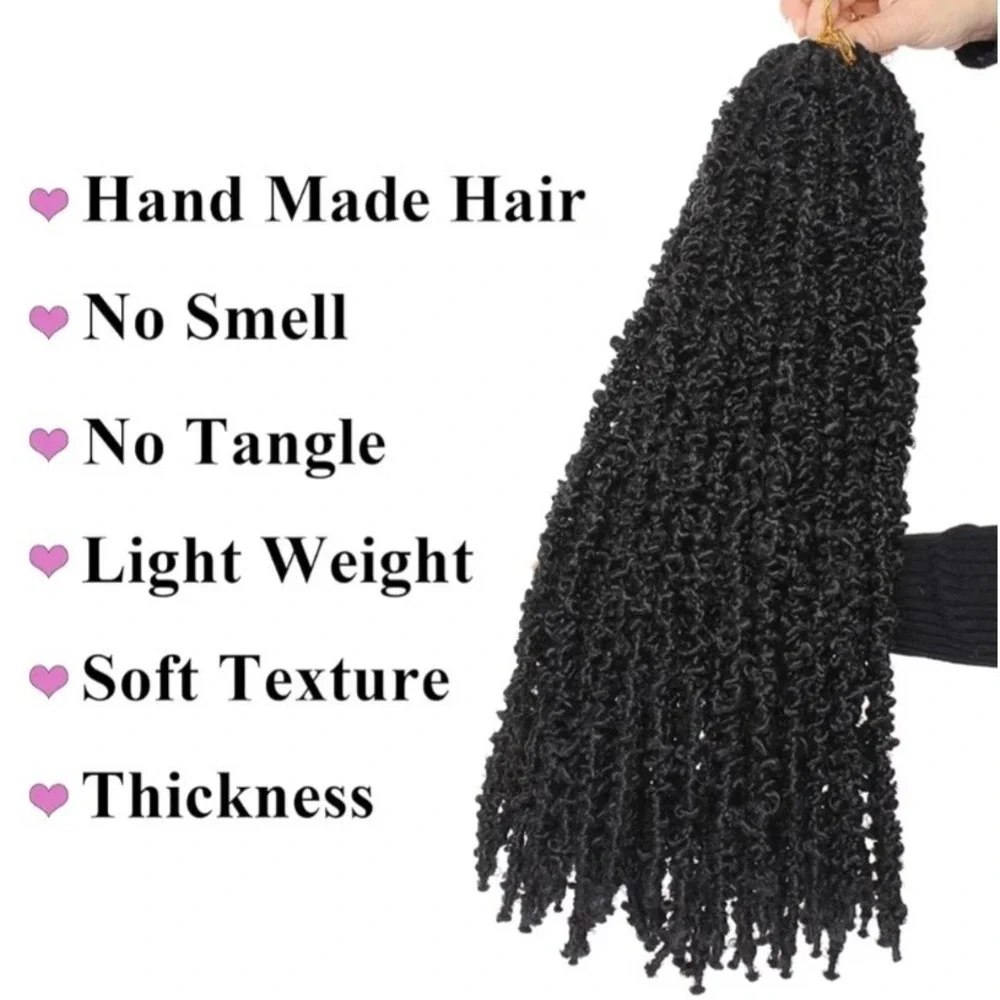 Butterfly Locs 24 Inch 60 Strands Black Crochet Hair Pre-Looped 6 Pack #1B